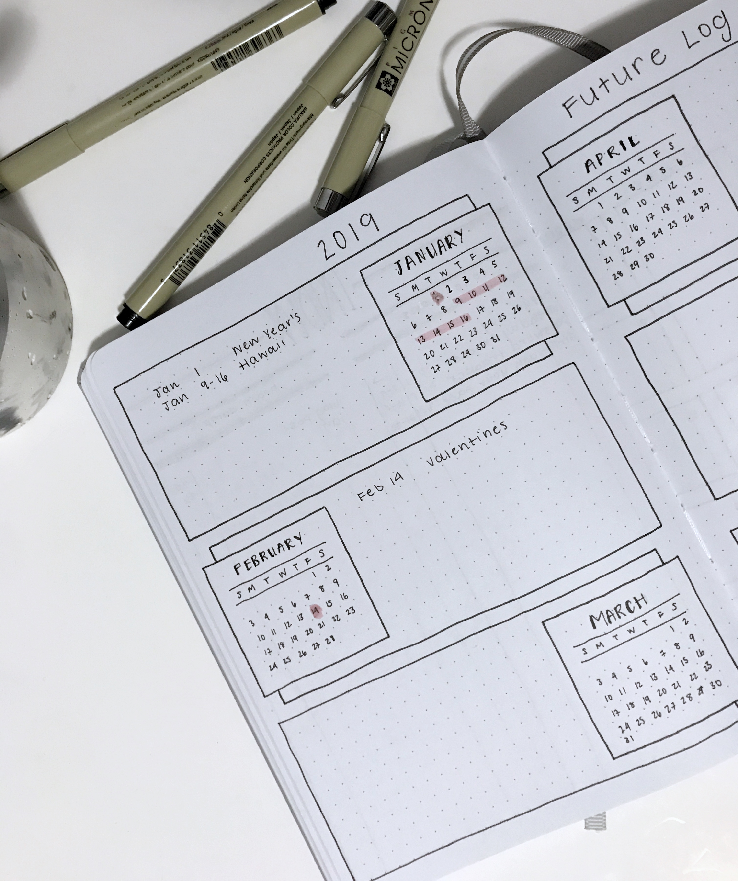 Start your Bullet Journal: How to Draw a Monthly Spread Calendar