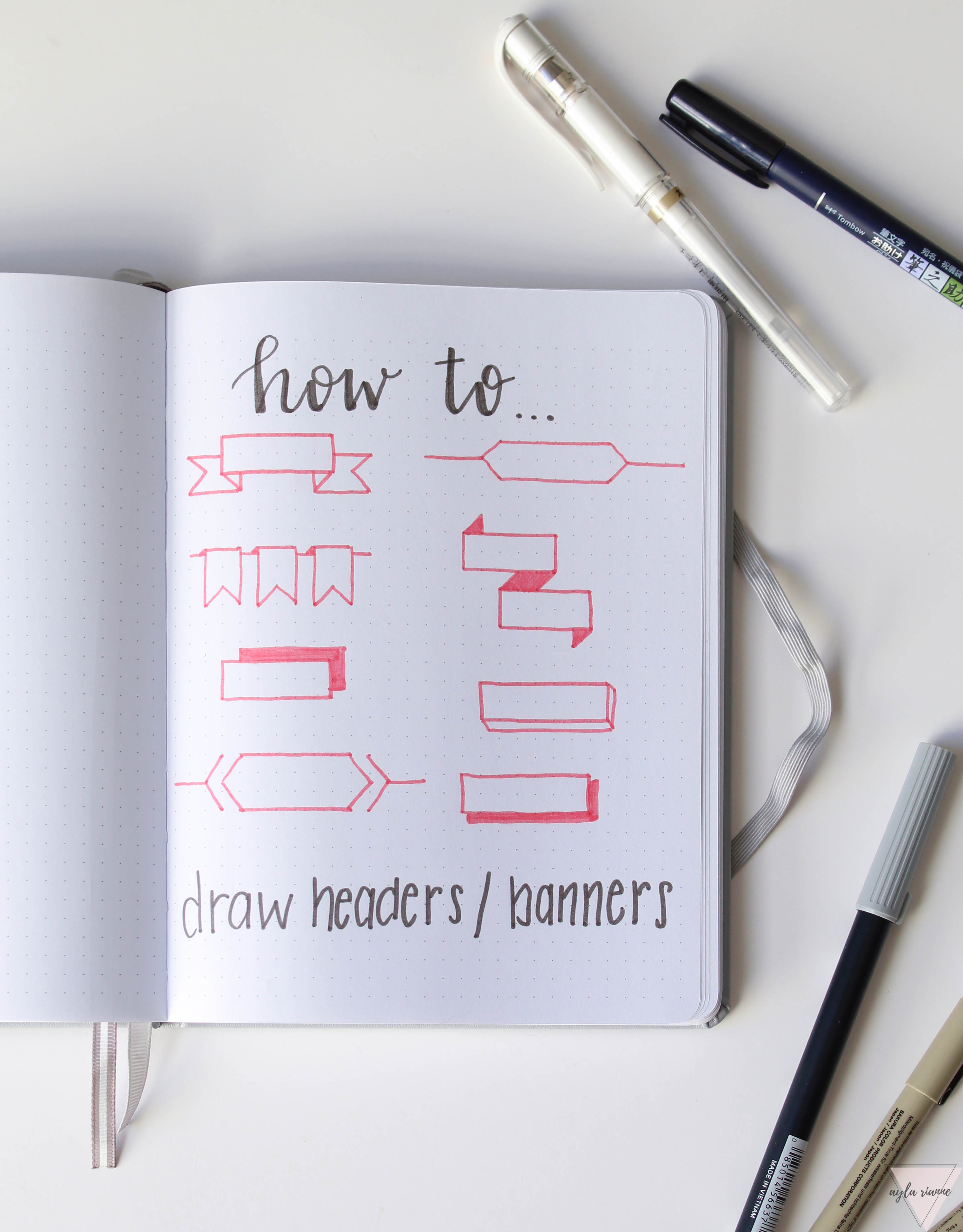 How to draw bullet journal headers and banners #aylarianne #bulletjournal #bujo #howtodrawheaders #drawingheaders