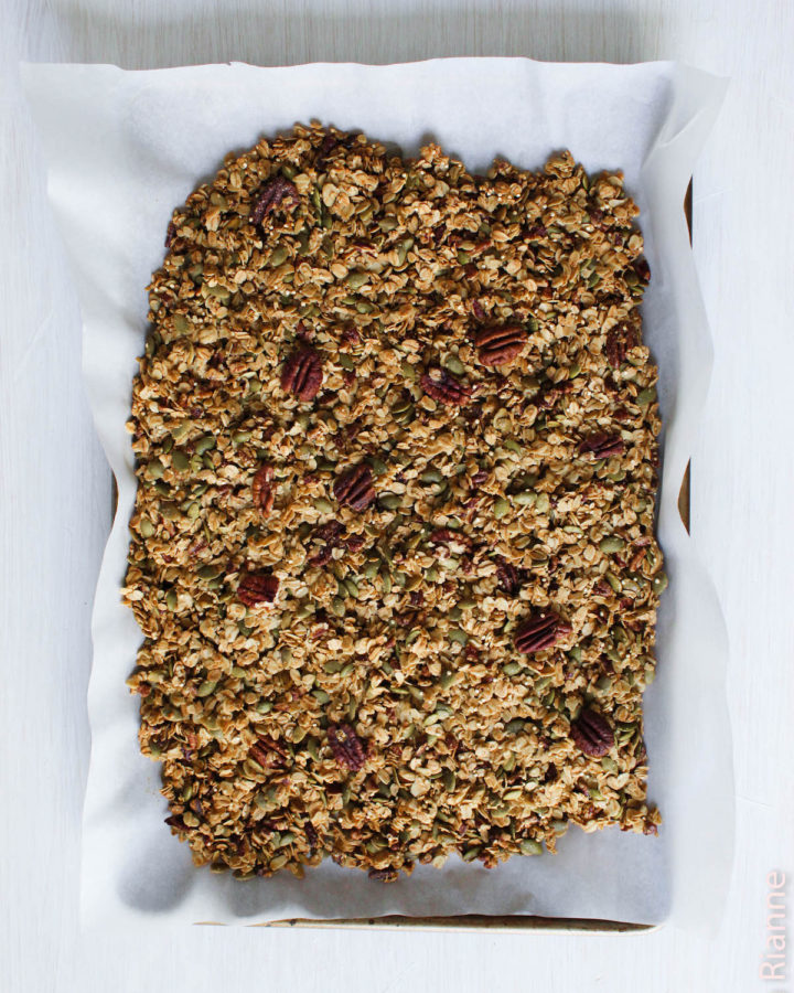 a pan of maple pumpkin granola