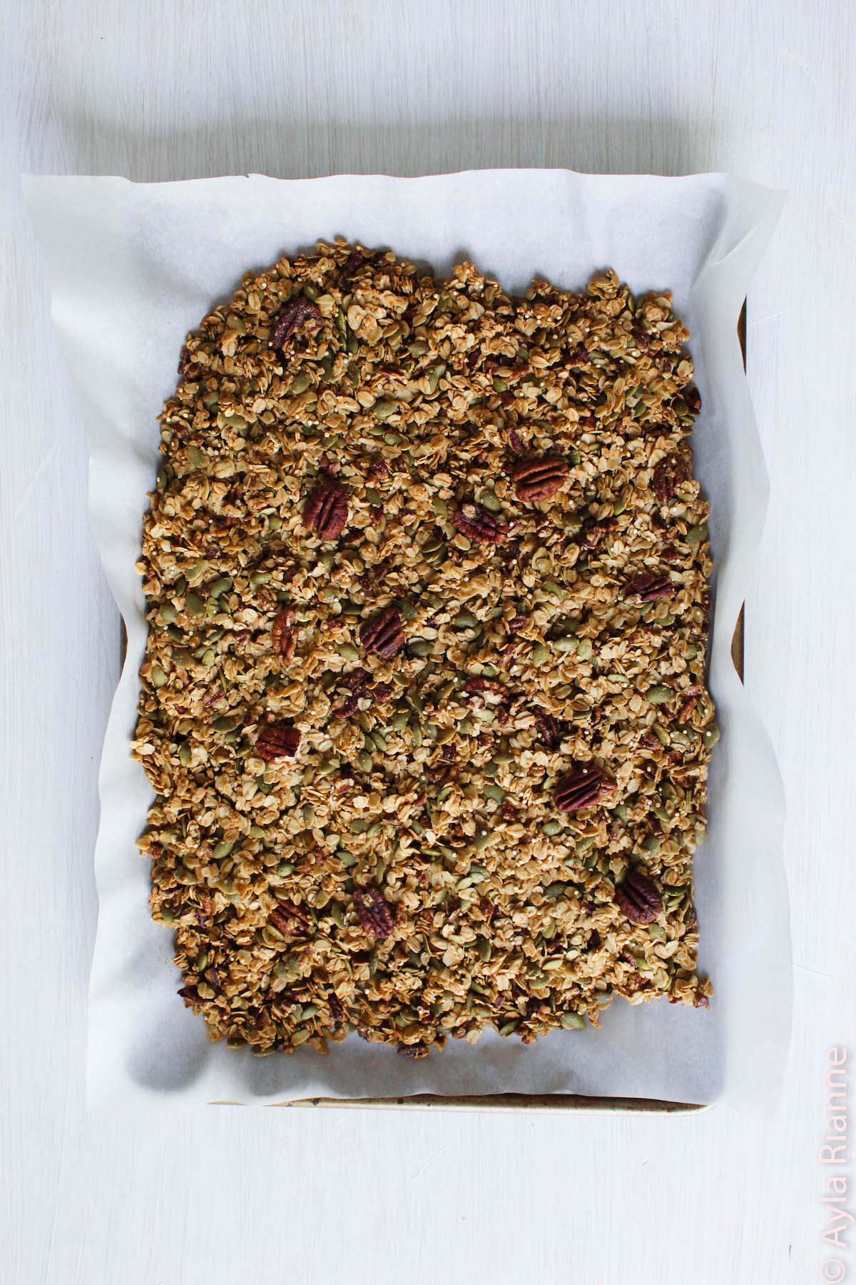 a pan of maple pumpkin granola