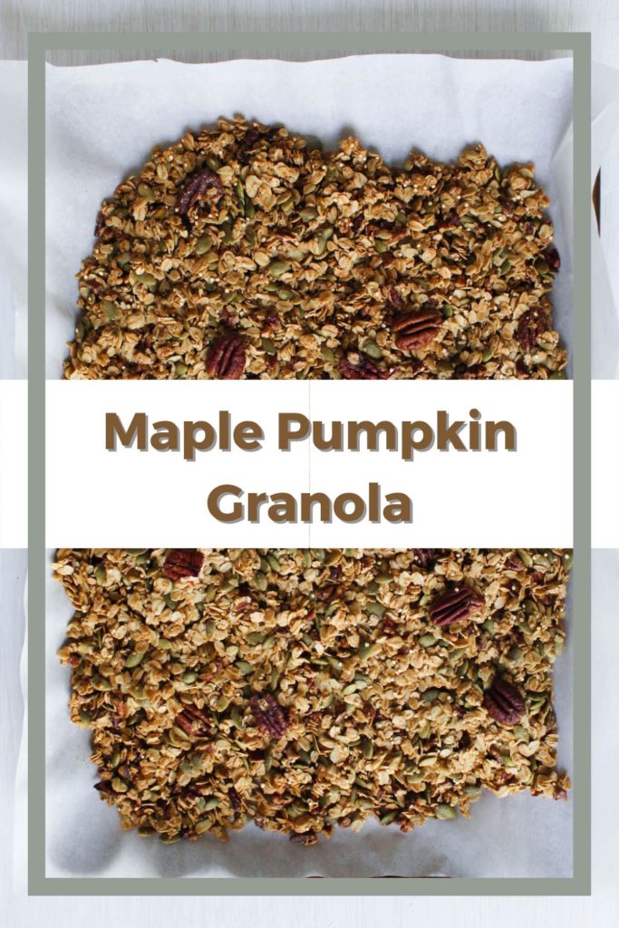 pan of maple pumpkin granola with a border