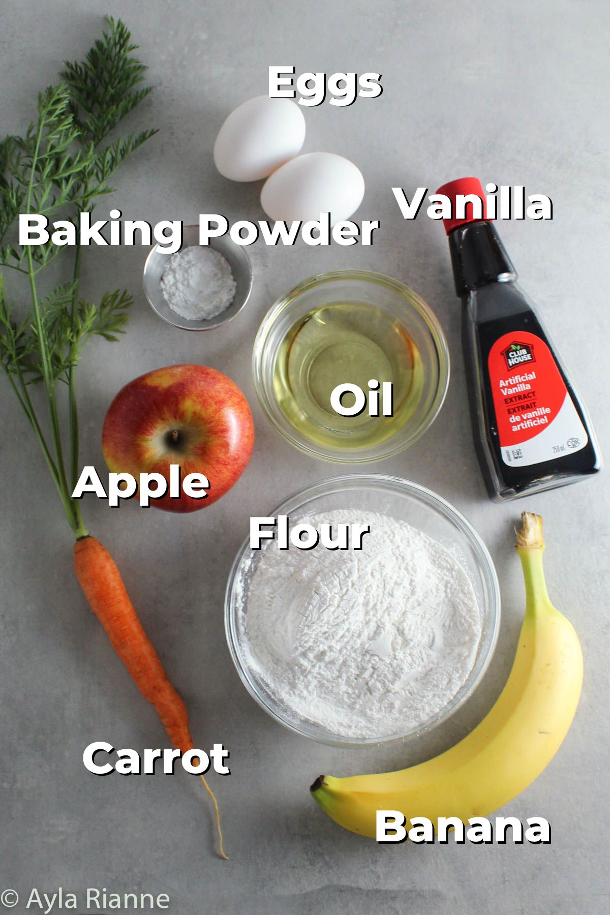 ingredients for abc muffins