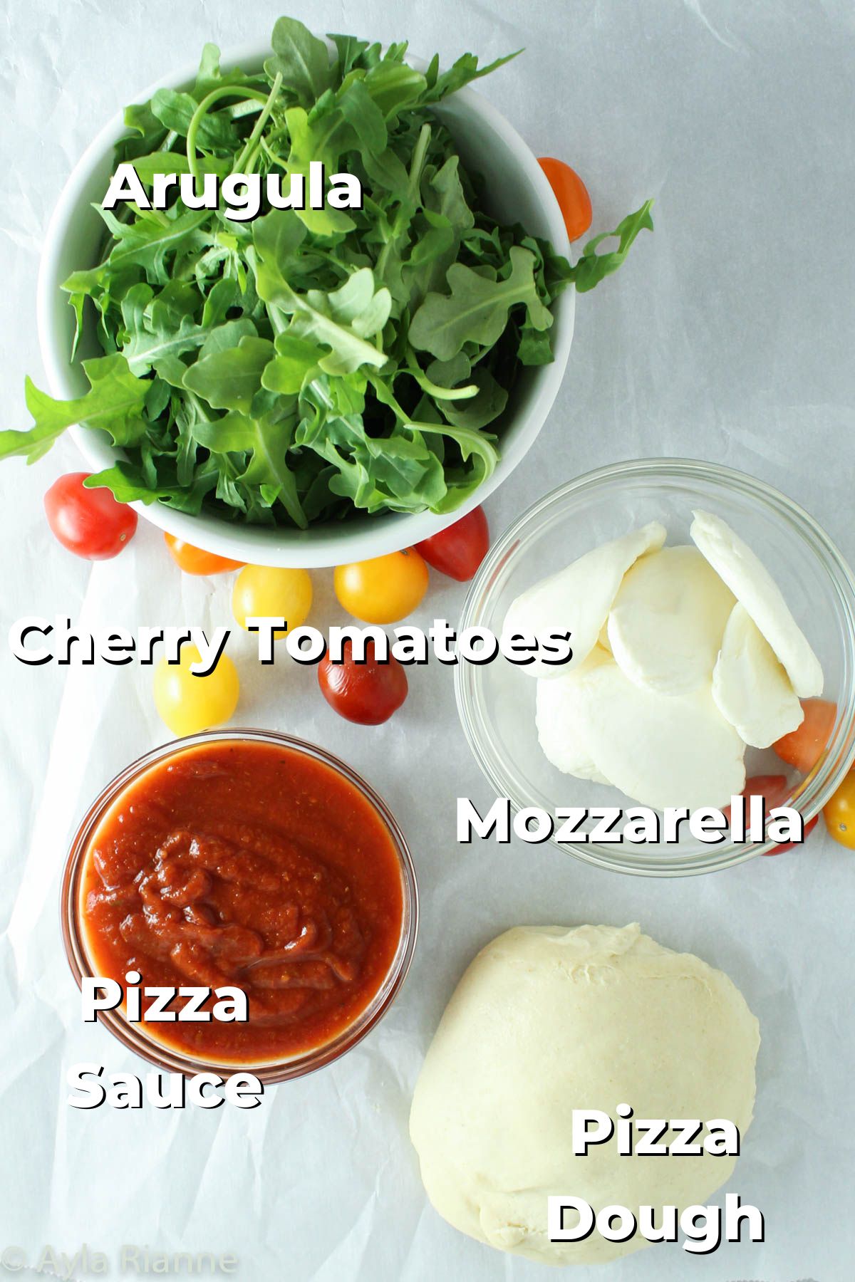 ingredients for Arugula pizza