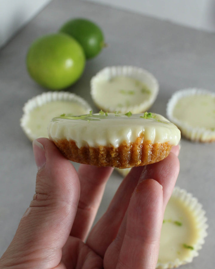 close up of a key lime pie tartlet