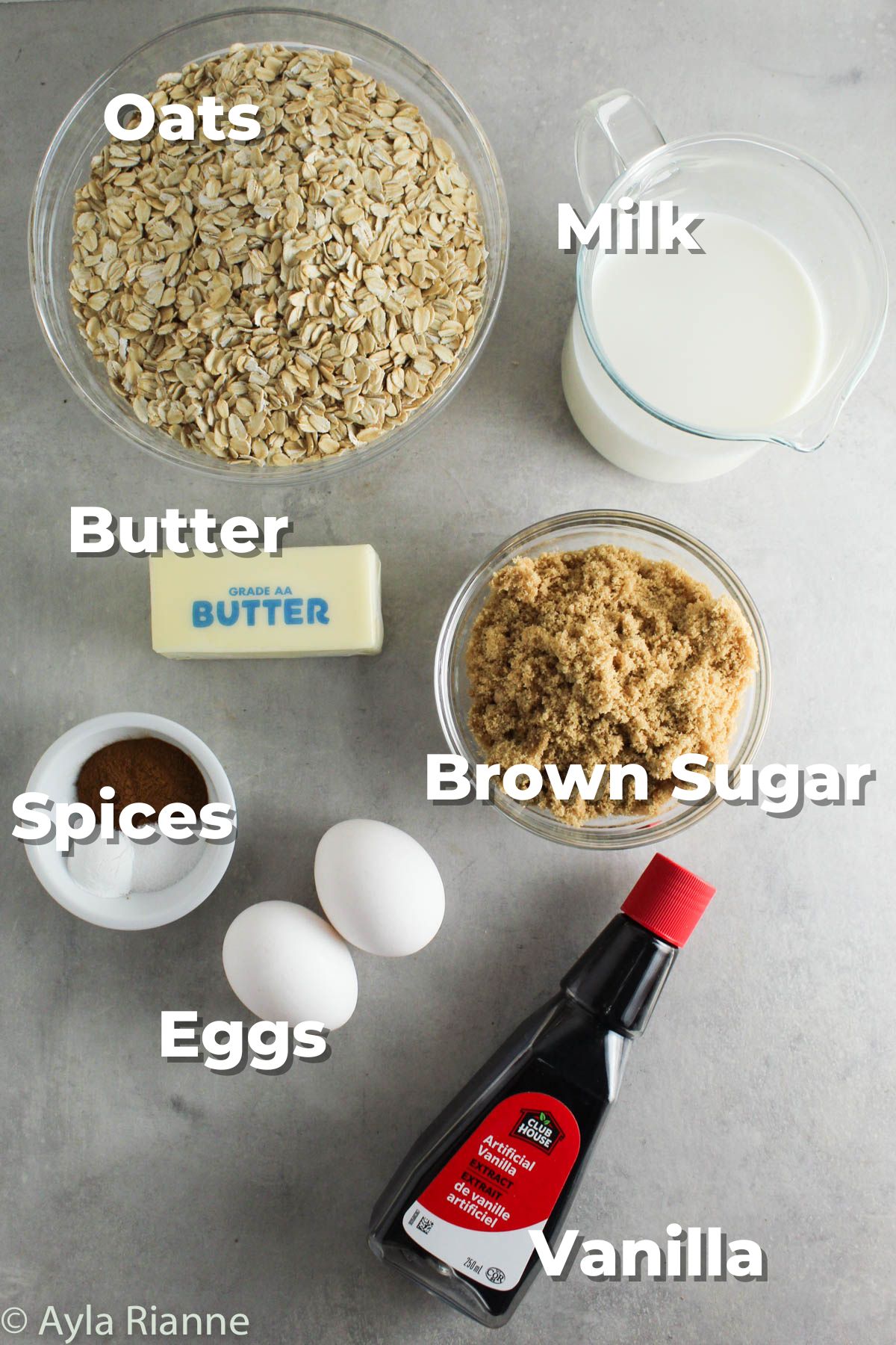 ingredients for baked oatmeal