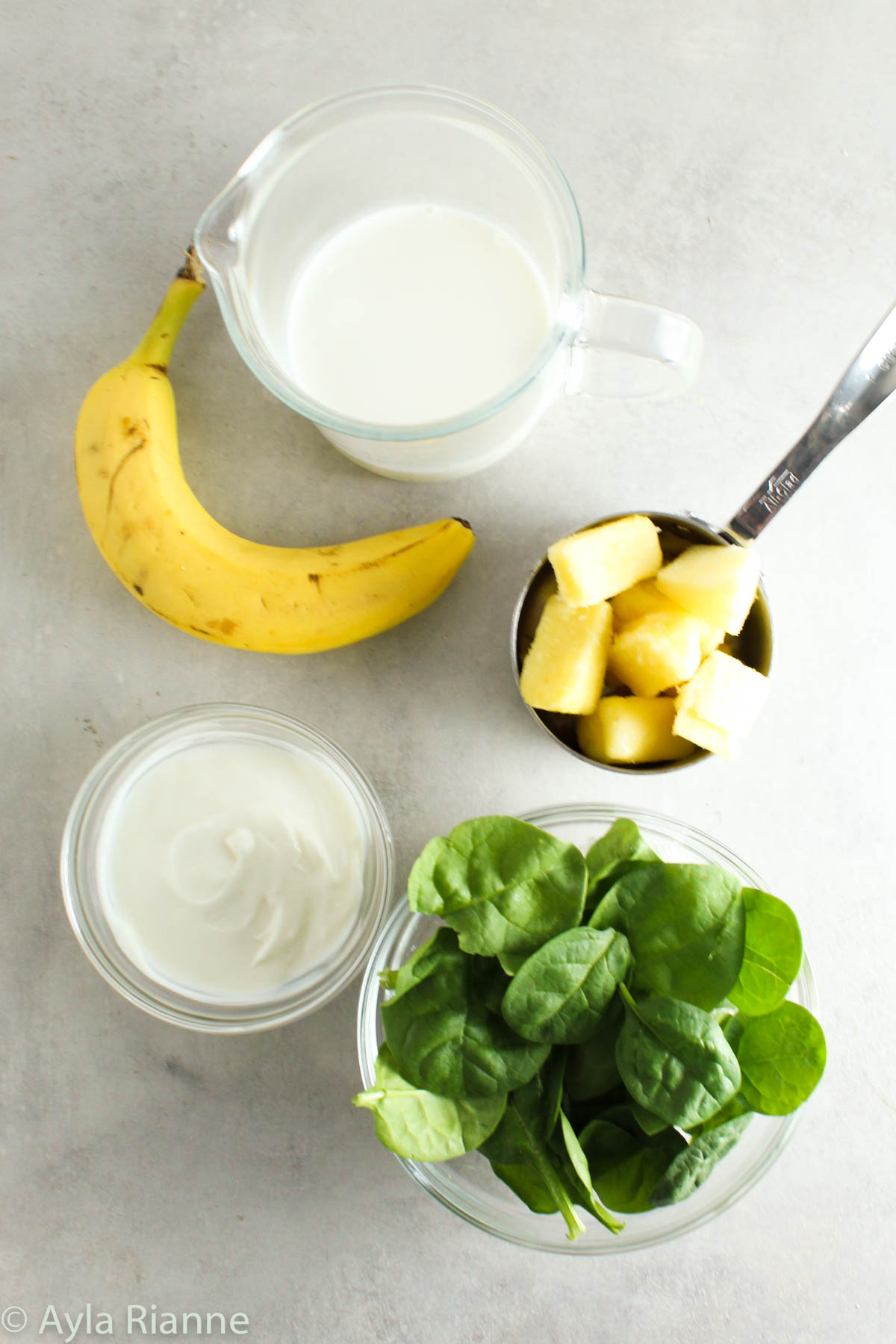 ingredients for a tropical green smoothie