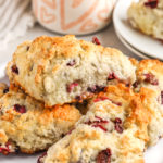 plated Cherry Scones with a cup of coffee