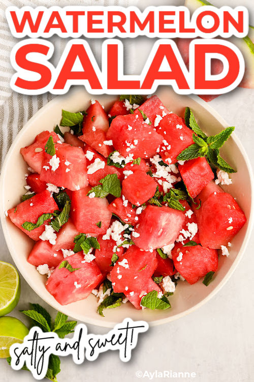 refreshing Watermelon Mint Feta Salad with a title