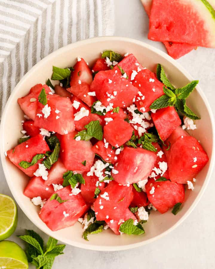 plated Watermelon Mint Feta Salad