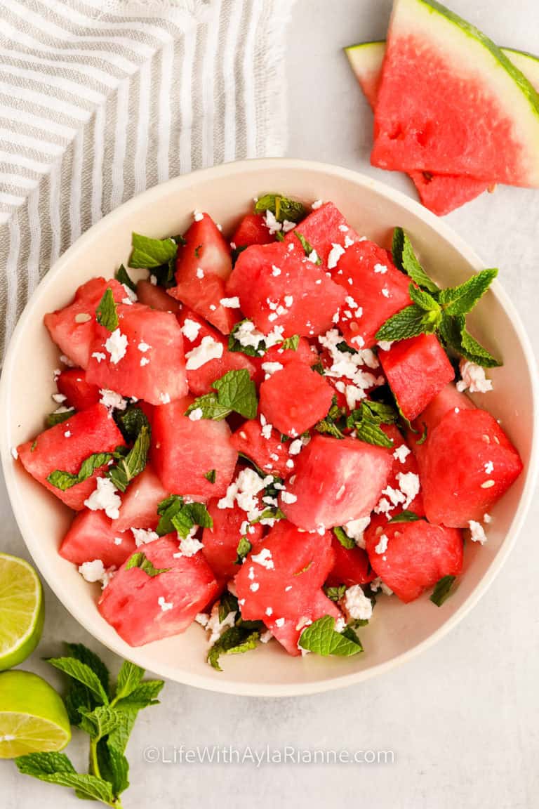 plated Watermelon Mint Feta Salad