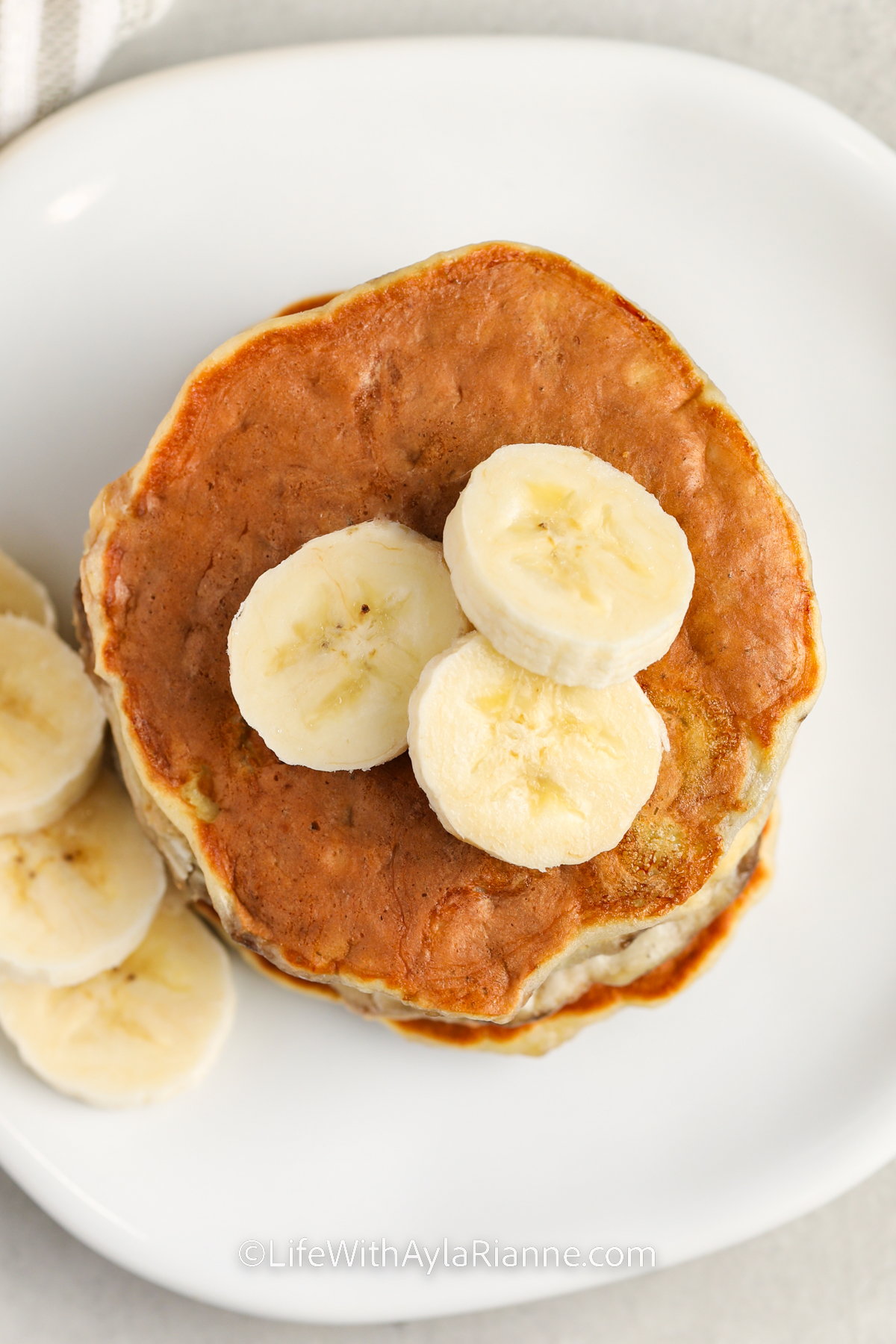 top view of 3 Ingredient Banana Pancakes on a plate