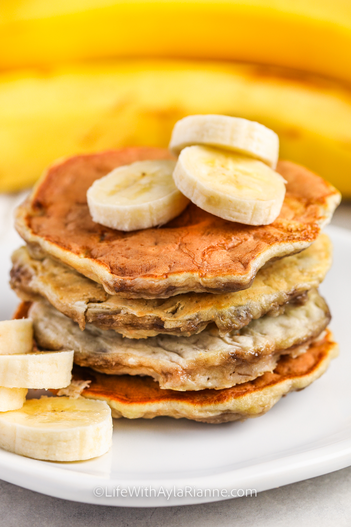 3 Ingredient Banana Pancakes on a plate