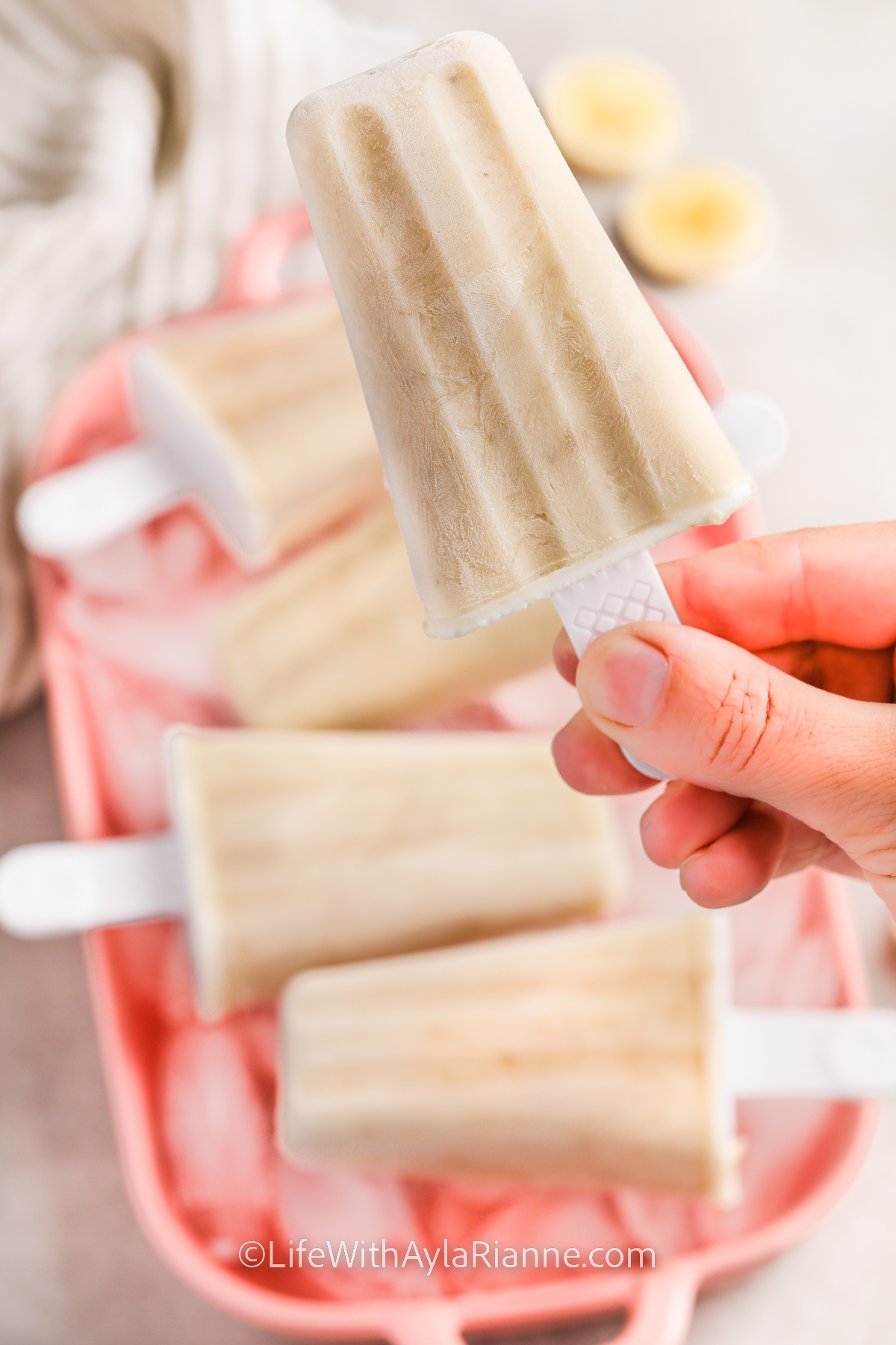 close up of Banana Popsicles