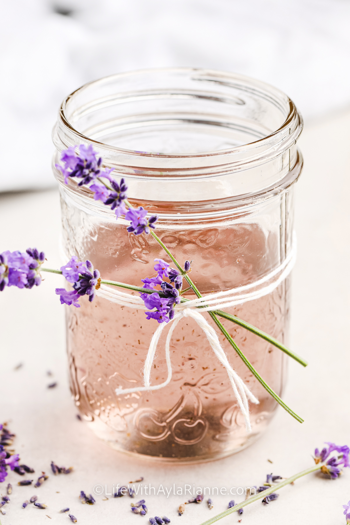 Lavender Simple Syrup Recipe in a glass