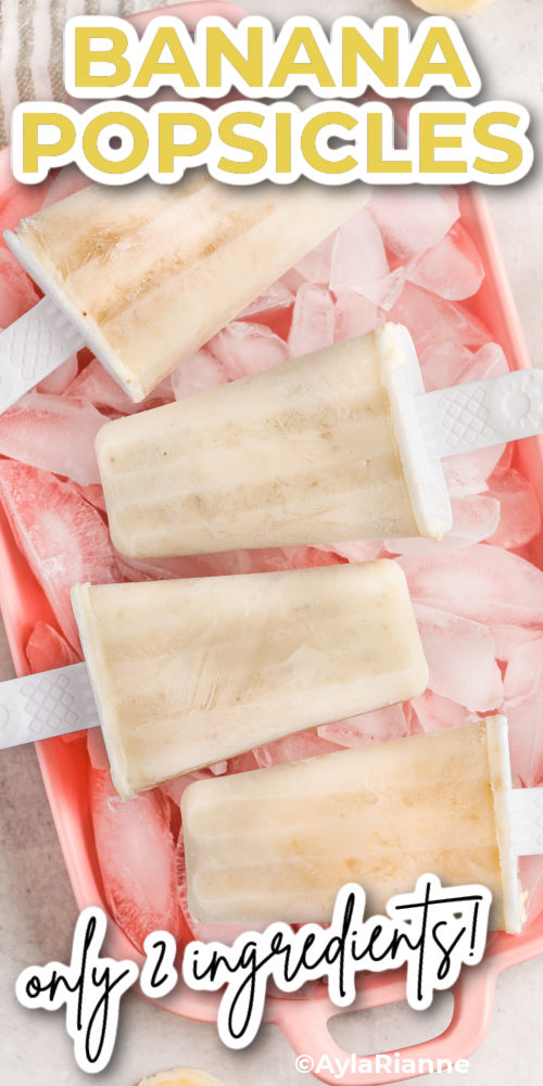 plated Banana Popsicles with writing