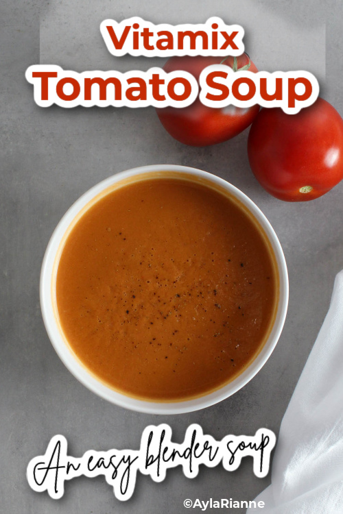 a bowl of tomato soup with text