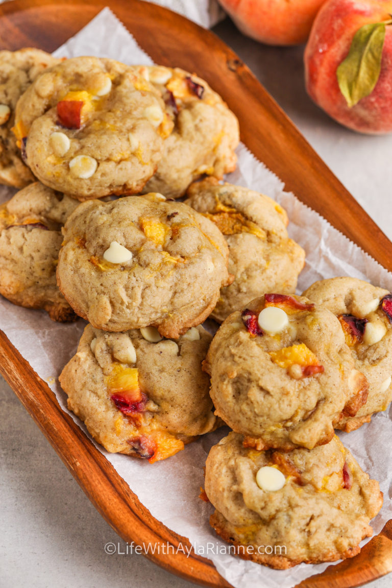 baked Peach Cobbler Cookies on a plate