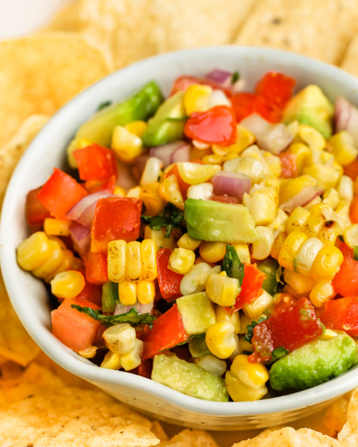 close up of Roasted Corn Salsa in a bowl