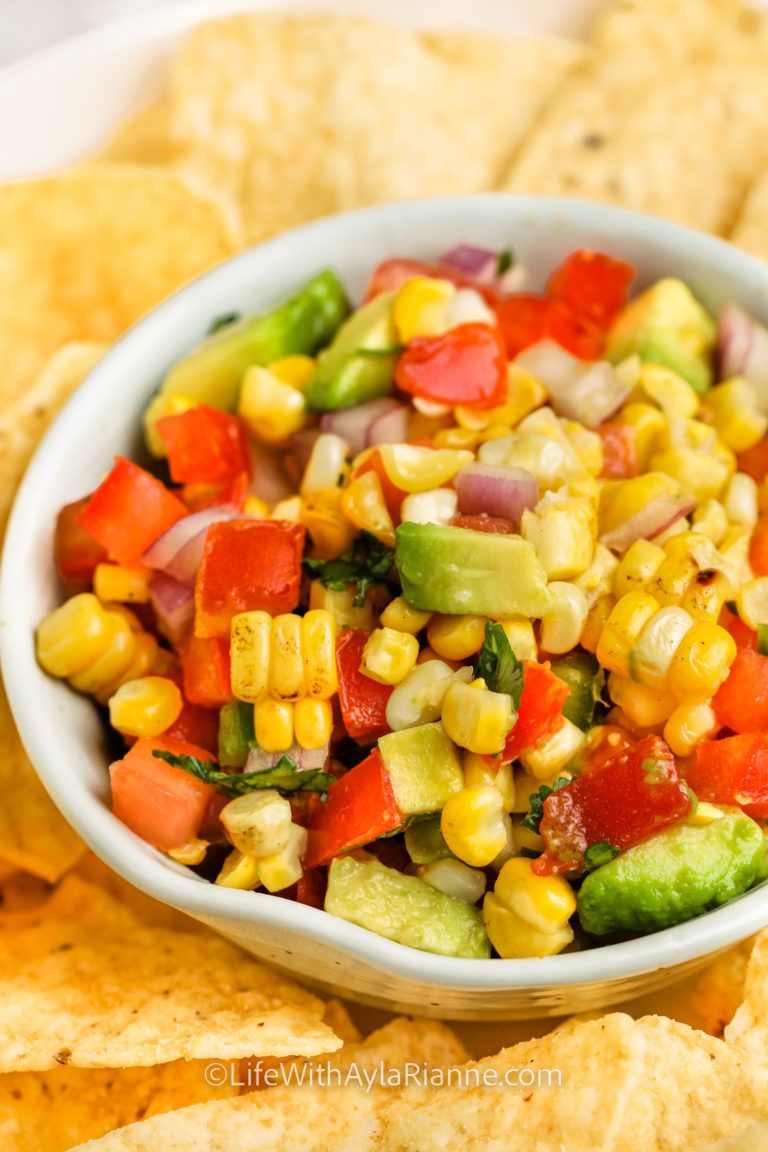 close up of Roasted Corn Salsa in a bowl