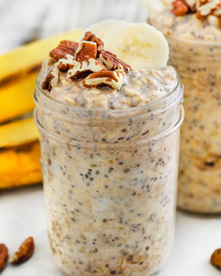jars of Banana Bread Overnight Oats
