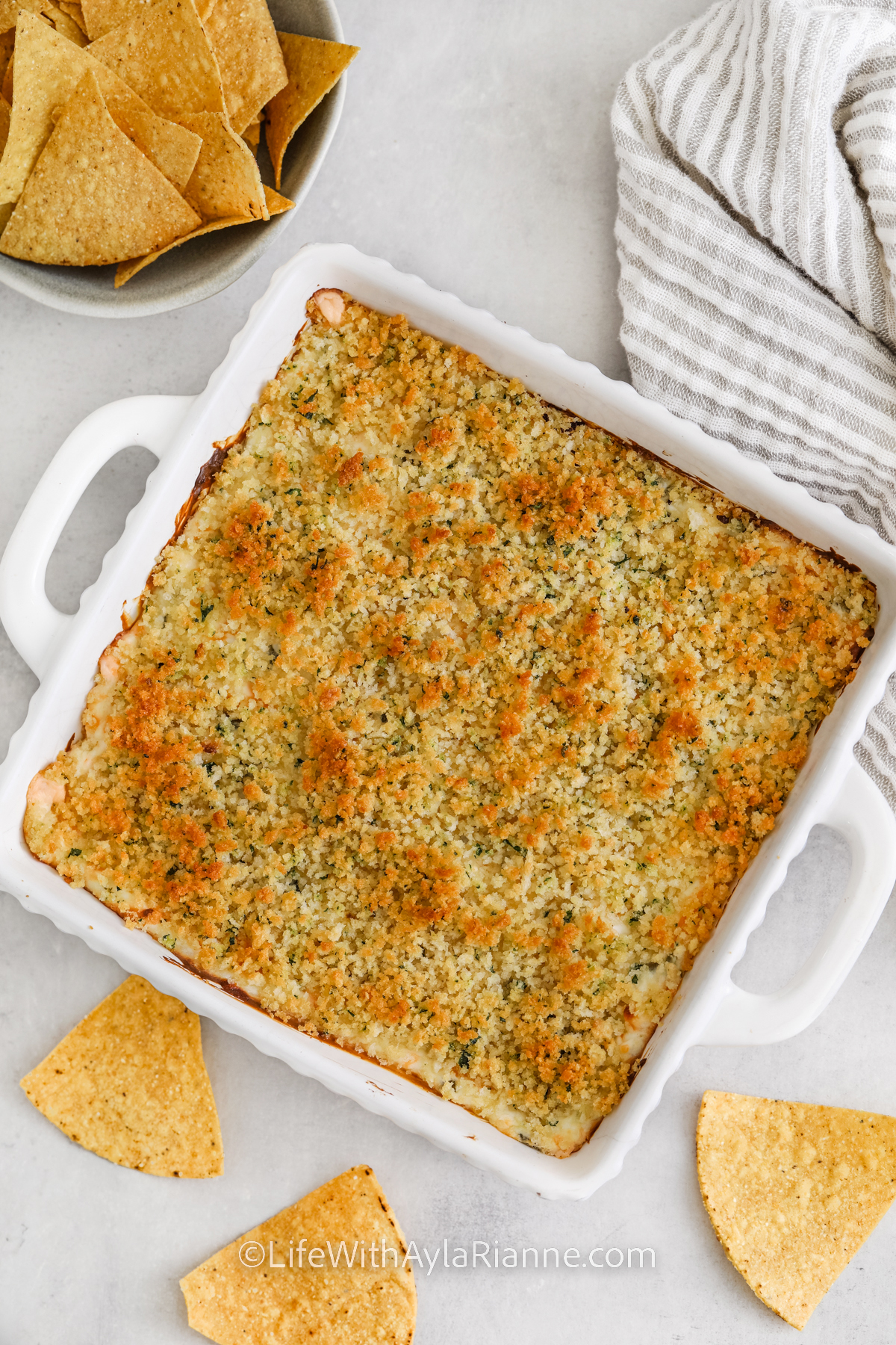 baked Jalapeno Popper Dip in the dish