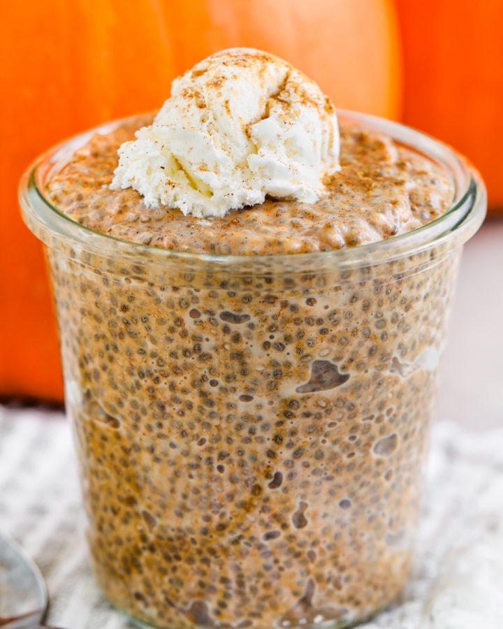 Pumpkin Chia Pudding with whipped cream