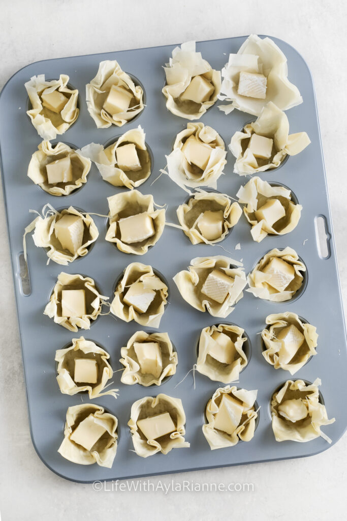 unbaked Brie Cranberry Bites before cranberry is added for Brie Cranberry Bites