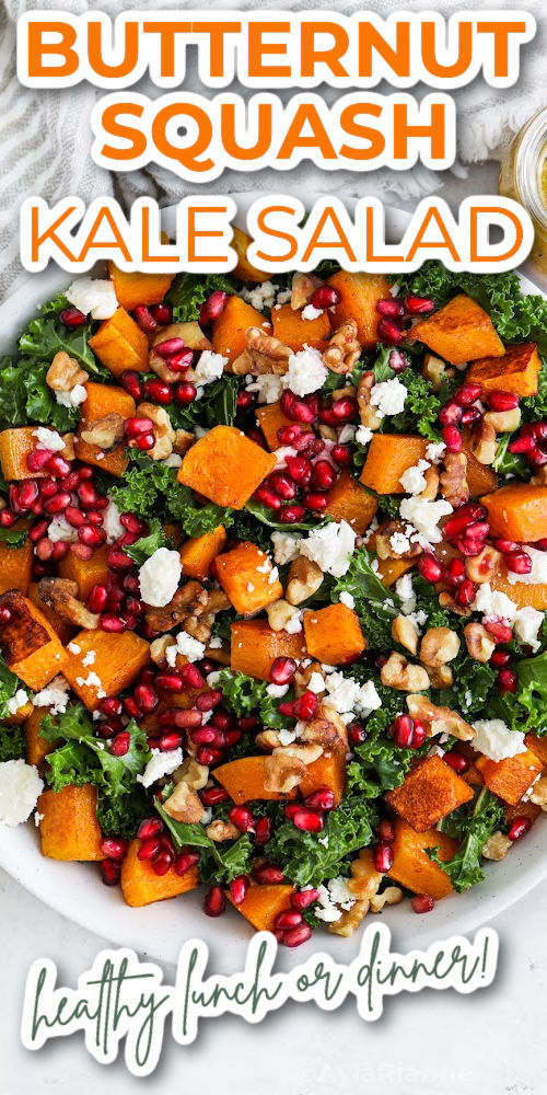 butternut squash salad in a bowl with text