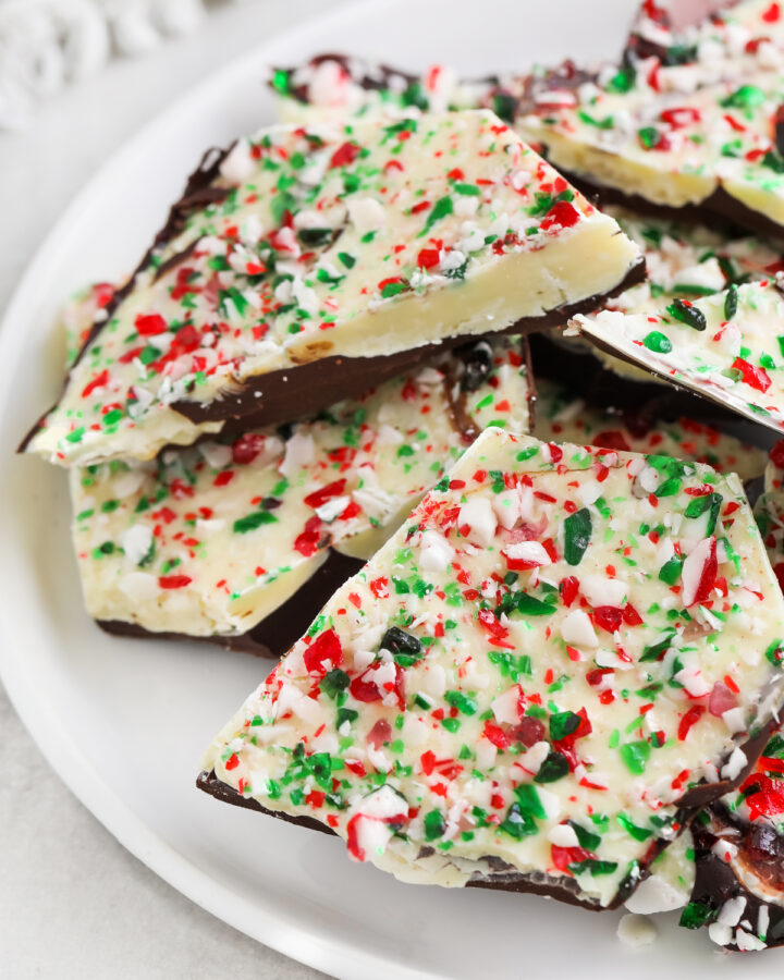 peppermint bark on a serving plate