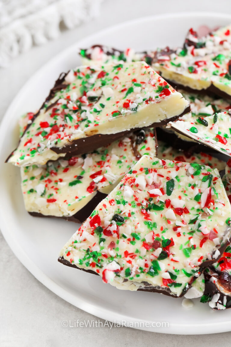 peppermint bark on a serving plate