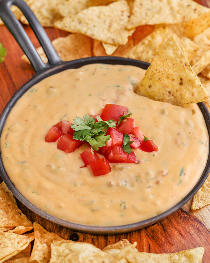 plated Queso with tortilla chips