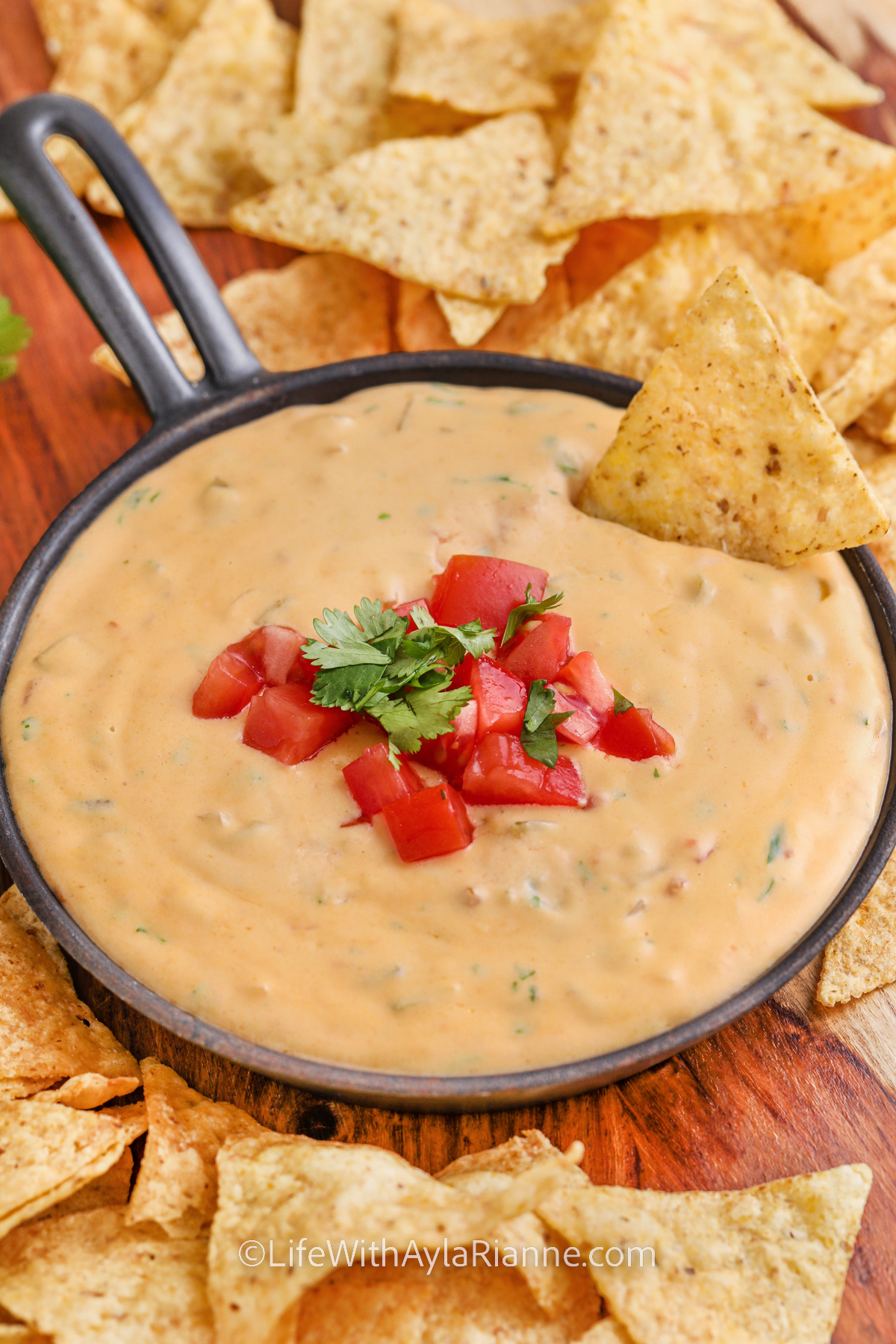 plated Queso with tortilla chips
