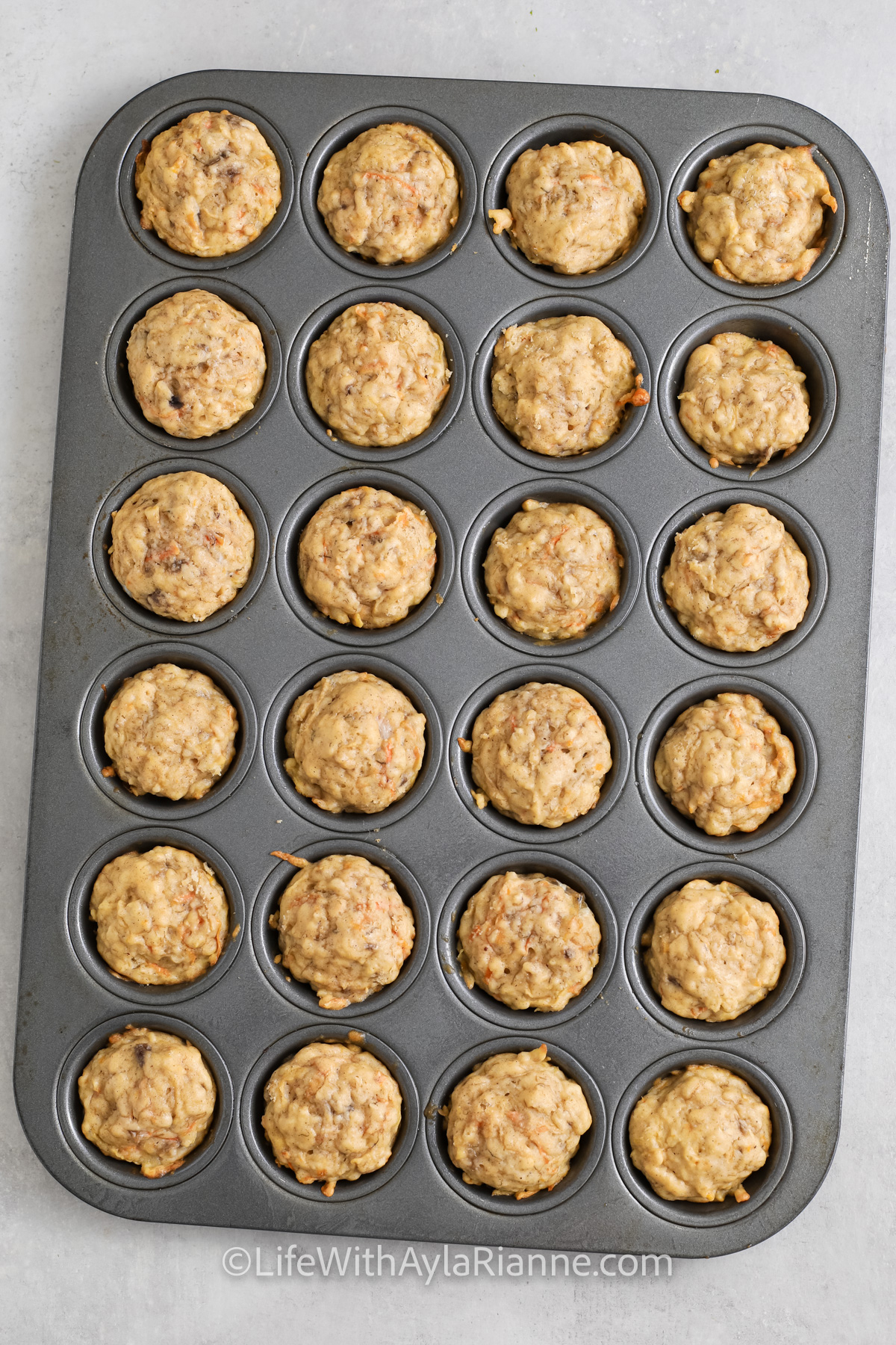 ABC muffins in a muffin tin