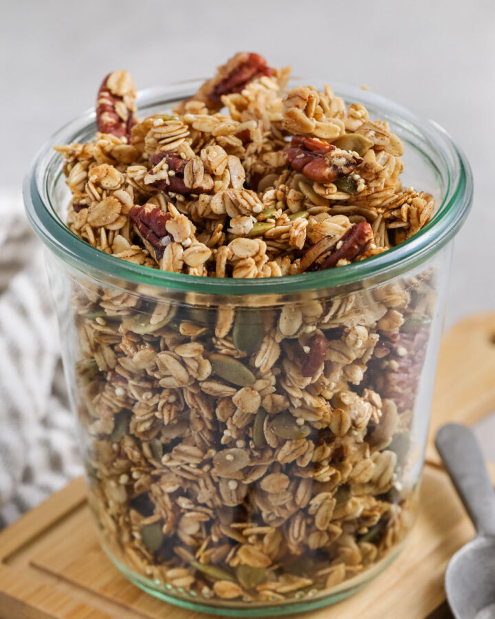 a jar of homemade granola