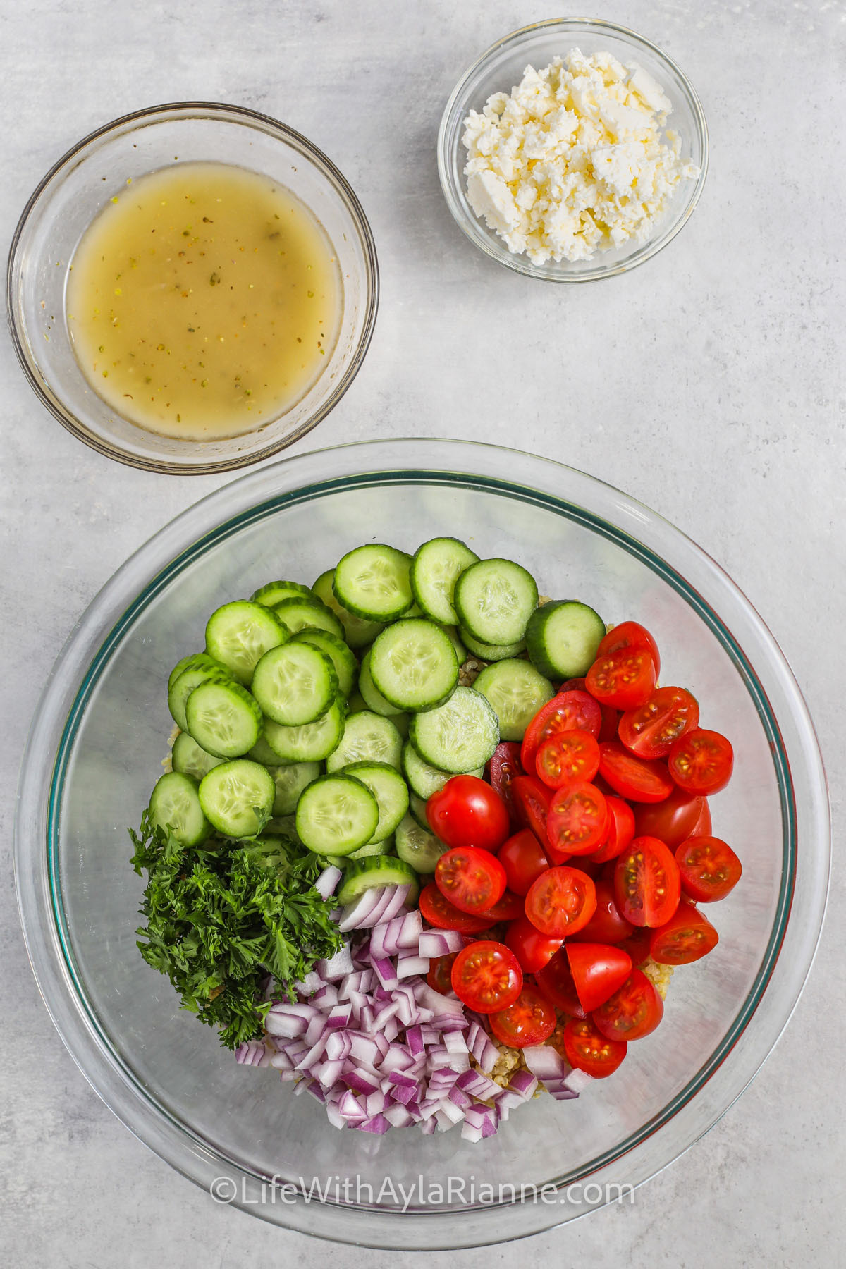 ingredients to make Greek Quinoa Salad