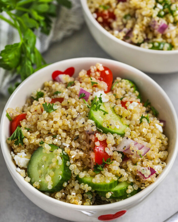 Greek Quinoa Salad in bowls