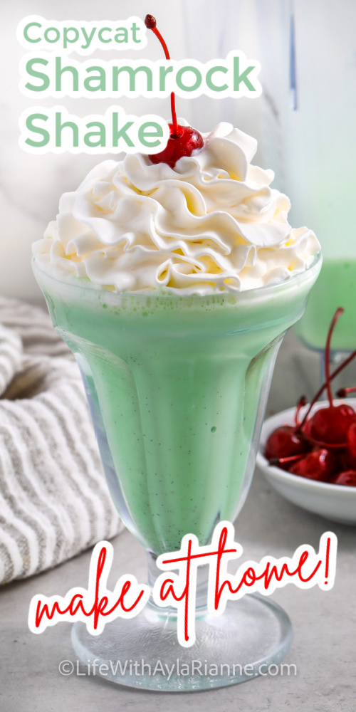 a picture of a shamrock shake with text over it