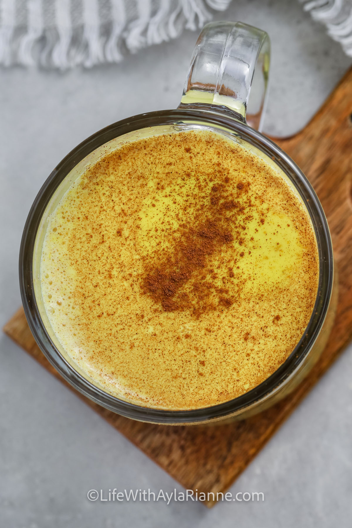 top view of Turmeric Latte in a glass