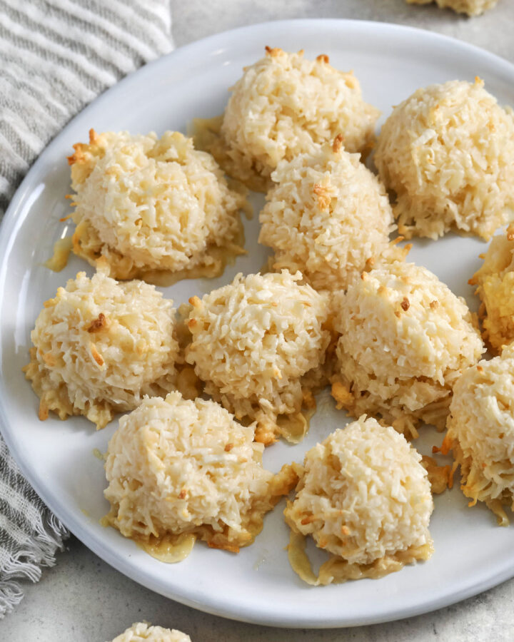3 ingredient coconut macaroons on a white plate