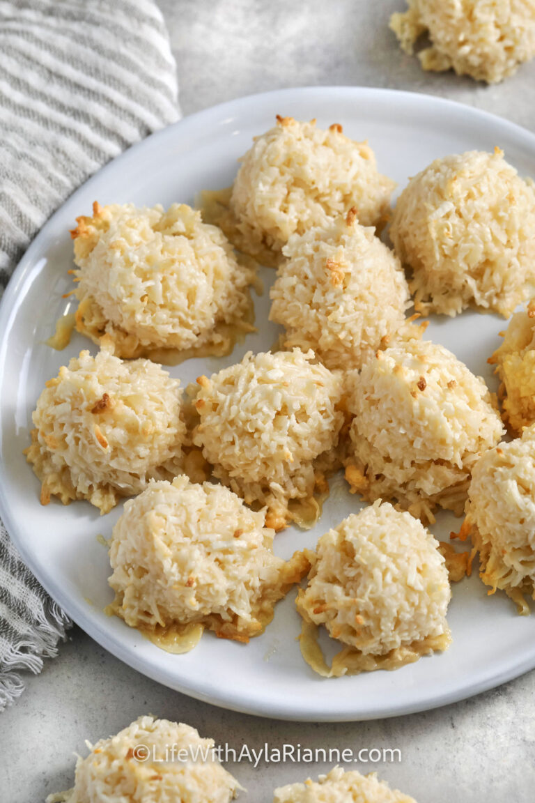 3 ingredient coconut macaroons on a white plate