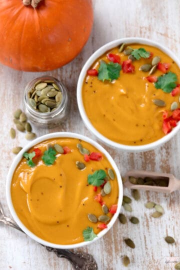 2 bowls of pumpkin soup
