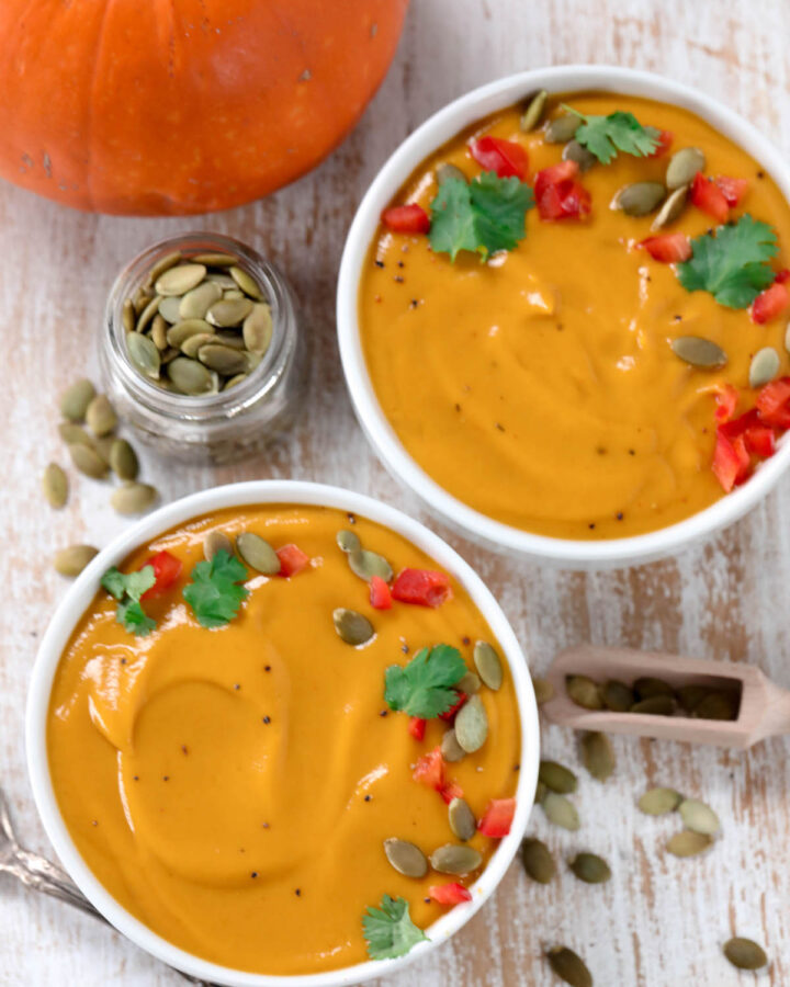 2 bowls of pumpkin soup