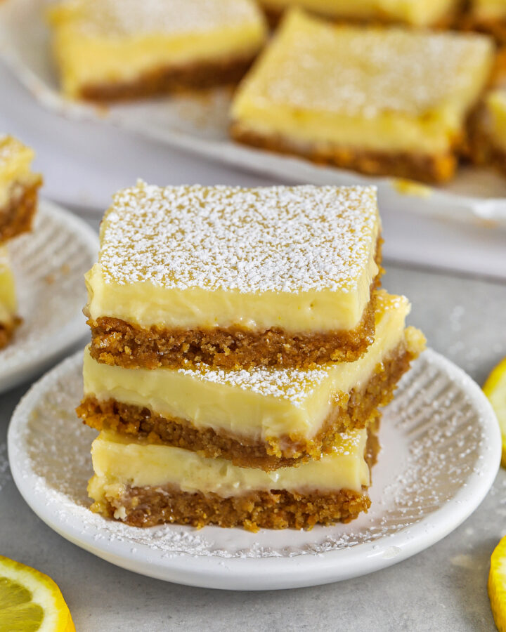 stack of Lemon Bars on a plate