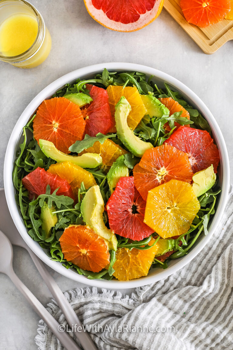 Citrus Salad with avocado in a bowl