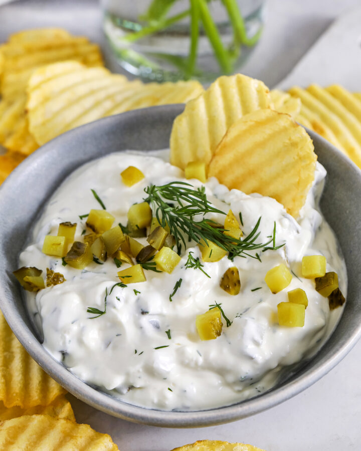 close up of plated Dill Veggie Dip