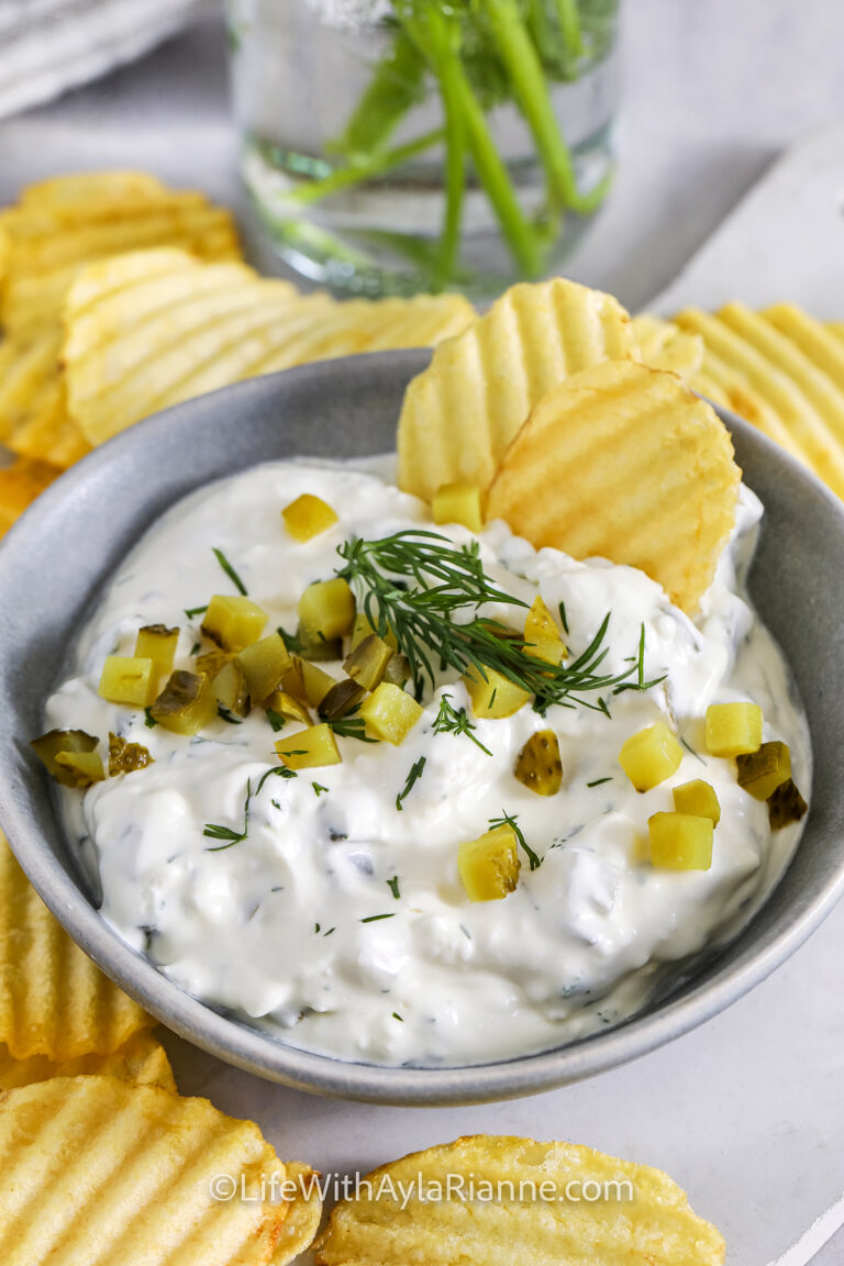 close up of plated Dill Veggie Dip