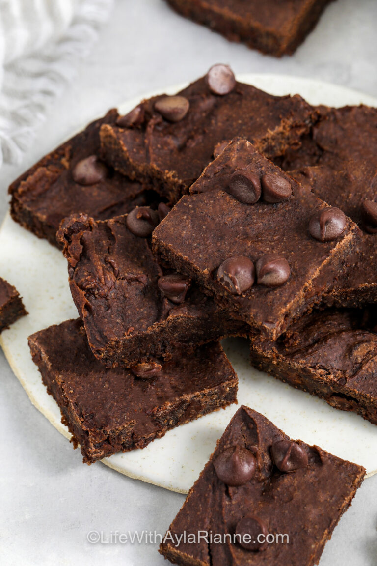 soft and chewy Black Bean Brownies with chocolate chips