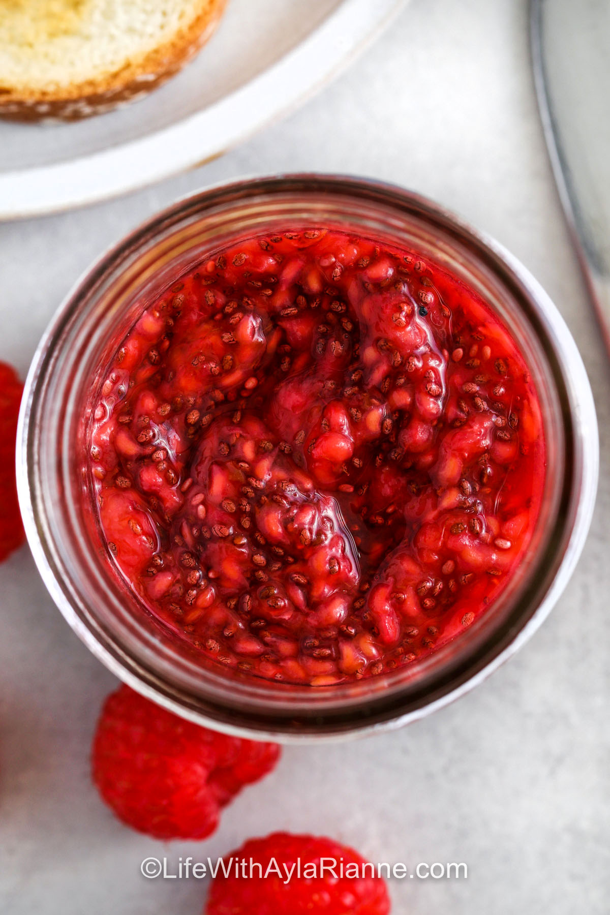 close up of Homemade Chia Seed Jam in a jar