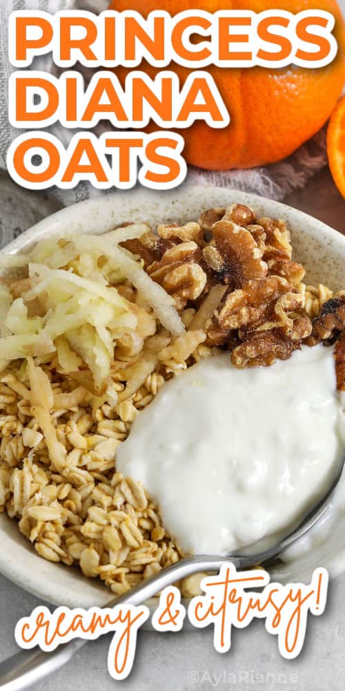 creamy and citrusy Princess Diana Oats with writing