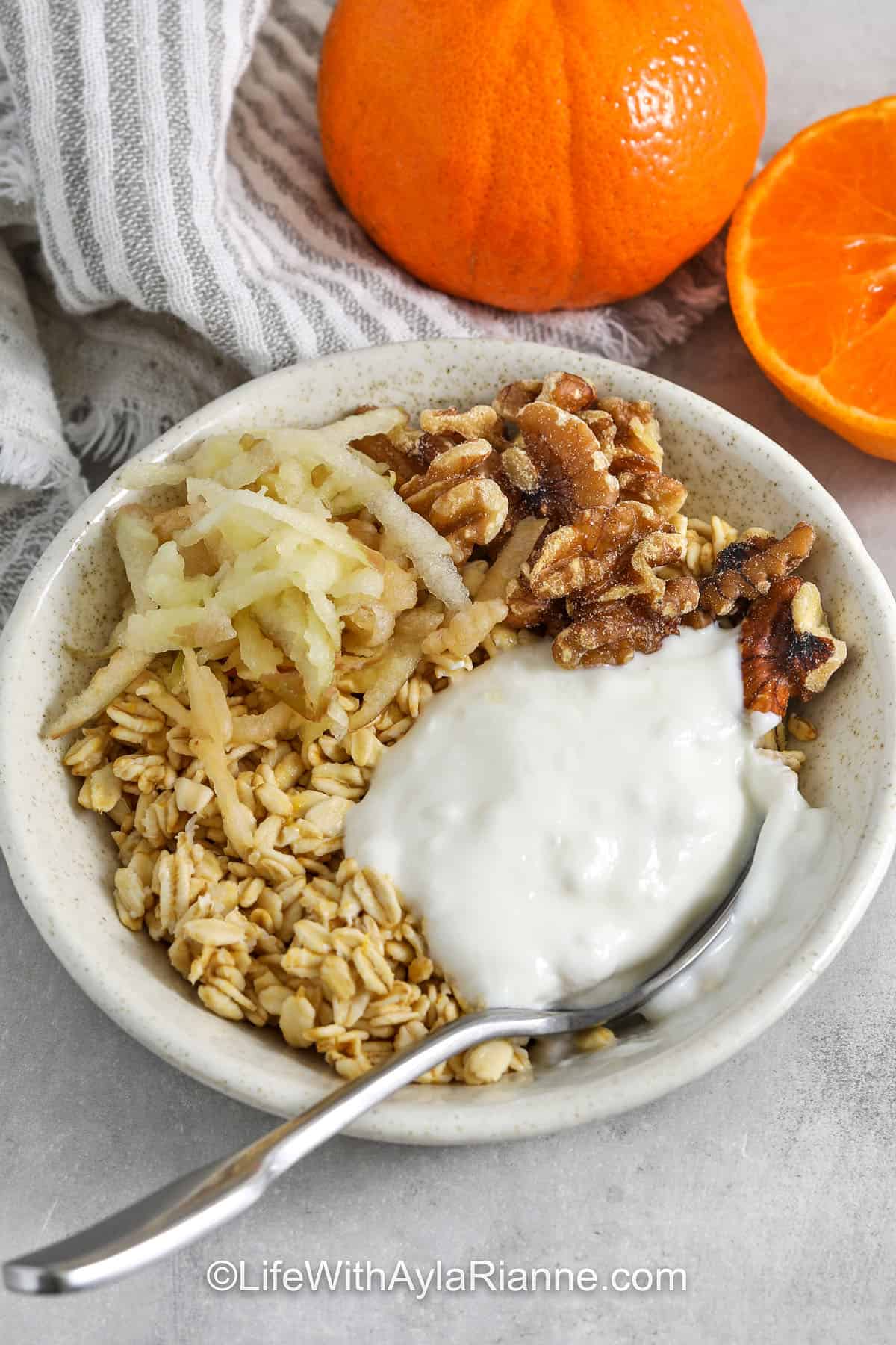 bowl of Princess Diana Oats with a spoon